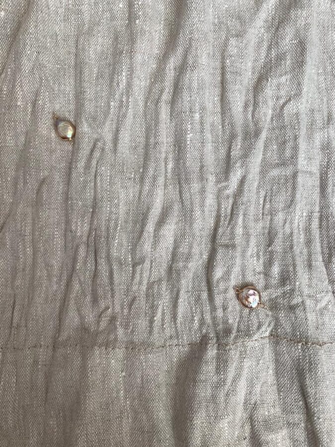GEMMA Burzītie lina aizkari ar dabīgām pērlēm